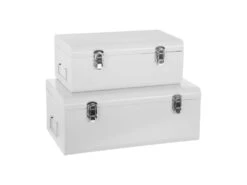 Lot De 2 Cantines Enfant Malle En Métal Blanc