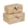Lot De 2 Valises De Rangement Enfant En Bambou Avec Pompons -Electroménager Soldes accessoire de rangement 19801963