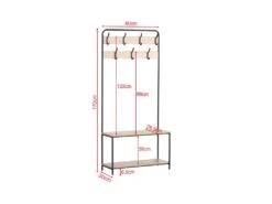 Cintre Meuble à Chaussures MDF Métal Avec 2 Etagères 7 Crochets Pour Entrées -Electroménager Soldes accessoire de rangement 19820575