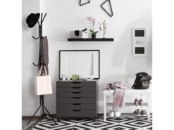 Porte-manteau Autoportant Support à Manteau Avec 6 Crochets Métal Noir