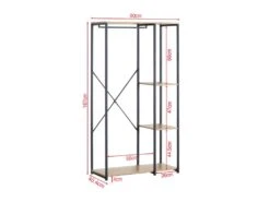 Armoire Ouverte Placard à 4 Compartiments Noir Beige Métal MDF -Electroménager Soldes accessoire de rangement 19820595