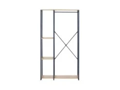 Armoire Ouverte Placard à 4 Compartiments Noir Beige Métal MDF -Electroménager Soldes accessoire de rangement 19820599