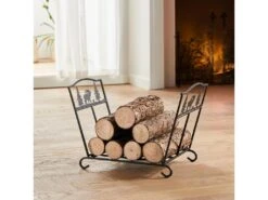 SoBuy SDA05-SCH Serviteur De Cheminée Pliant Wapitis Porte Bûches Pliable Range-Bûches Anthracite Grande Capacité -Electroménager Soldes accessoire de rangement 19872703