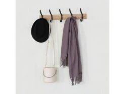 Portemanteau Amaia Mural 5 Cintres, Couleur Chêne/noir -Electroménager Soldes accessoire de rangement 19960191