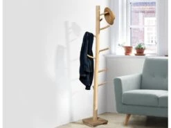 Porte-manteaux En Bois De Teck - Coloris : Naturel - LIPALIA -Electroménager Soldes accessoire de rangement 2047587
