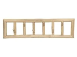 Patère 6 Crochets En Bois De Teck - L70 X P11 X H20 Cm - Coloris : Naturel - LIPALIA -Electroménager Soldes accessoire de rangement 2047607