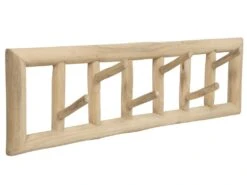 Patère 6 Crochets En Bois De Teck - L70 X P11 X H20 Cm - Coloris : Naturel - LIPALIA -Electroménager Soldes accessoire de rangement 2047615