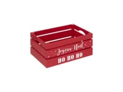 Déco De Noël Lot De 3 Cagettes Rouges En Bois Imprimé Noël -Electroménager Soldes accessoire de rangement 20899657