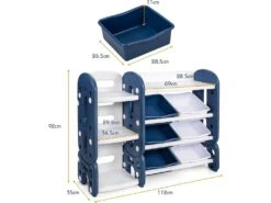 Etagere Pour Jouets Avec Bibliothèque Meuble De Rangement Avec 6 Bacs + 3 Etages -Electroménager Soldes accessoire de rangement 20920725