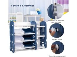 Etagere Pour Jouets Avec Bibliothèque Meuble De Rangement Avec 6 Bacs + 3 Etages -Electroménager Soldes accessoire de rangement 20920727