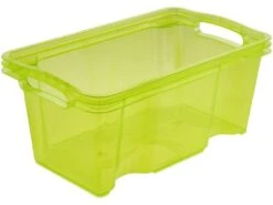 Boîte De Rangement Avec Poignées Intégrées, Taille: S, 35 X 21 X 15 Cm, 6,5 L, Vert Transparent