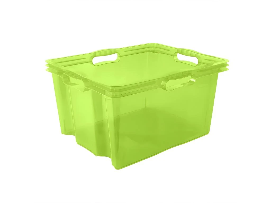 Boîte De Rangement Avec Poignées Intégrées, Taille: Xl, 43 X 35 X 23 Cm, 24 L, Vert Transparent 3 Boîte De Rangement Avec Poignées Intégrées, Taille: Xl, 43 X 35 X 23 Cm, 24 L, Vert Transparent
