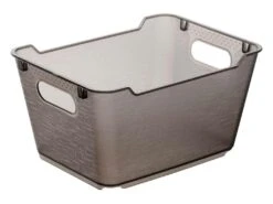 Boîte De Rangement, Polypropylène, 1,8 L, Gris En Verre, 19,5x14x10 Cm