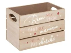 Lot De 2 Caisses De Rangement Enfant Cagettes En Bois Impression Rose -Electroménager Soldes accessoire de rangement 21308063