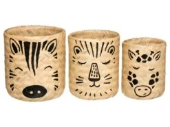Lot De 3 Bacs De Rangement Safari En Bambou