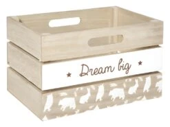 Caisse De Rangement Enfant Beige & Blanc Cagette En Bois