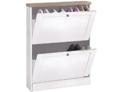 Coffre à Chaussures Avec 2 Portes Battantes En Aggloméré Blanc -Electroménager Soldes accessoire de rangement 21678753