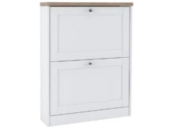 Coffre à Chaussures Avec 2 Portes Battantes En Aggloméré Blanc -Electroménager Soldes accessoire de rangement 21678761