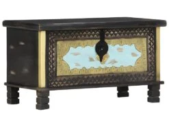 Coffre De Rangement Noir 80x40x45 Cm Bois De Manguier Massif -Electroménager Soldes accessoire de rangement 22071533