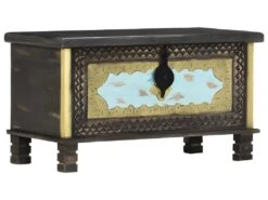 Coffre De Rangement Noir 80x40x45 Cm Bois De Manguier Massif -Electroménager Soldes accessoire de rangement 22071535