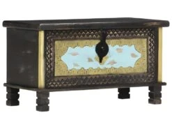 Coffre De Rangement Noir 80x40x45 Cm Bois De Manguier Massif -Electroménager Soldes accessoire de rangement 22071537