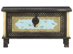 Coffre De Rangement Noir 80x40x45 Cm Bois De Manguier Massif -Electroménager Soldes accessoire de rangement 22071539