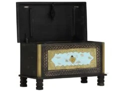 Coffre De Rangement Noir 80x40x45 Cm Bois De Manguier Massif -Electroménager Soldes accessoire de rangement 22071541