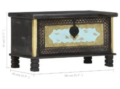 Coffre De Rangement Noir 80x40x45 Cm Bois De Manguier Massif -Electroménager Soldes accessoire de rangement 22071543