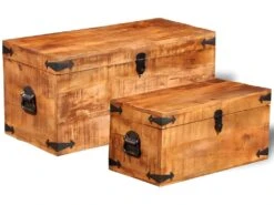 Coffre De Rangement 2 Pcs Bois Massif De Manguier -Electroménager Soldes accessoire de rangement 22071573