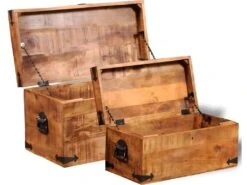 Coffre De Rangement 2 Pcs Bois Massif De Manguier -Electroménager Soldes accessoire de rangement 22071575