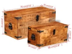 Coffre De Rangement 2 Pcs Bois Massif De Manguier -Electroménager Soldes accessoire de rangement 22071579