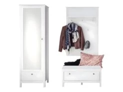 Orla Meubles D'entrée Et Vestiaire H, Blanc, Verre Miroir.