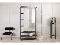 Classe Vestiaire 6 Compartiments, 1 Miroir, Noir. -Electroménager Soldes accessoire de rangement 22151805