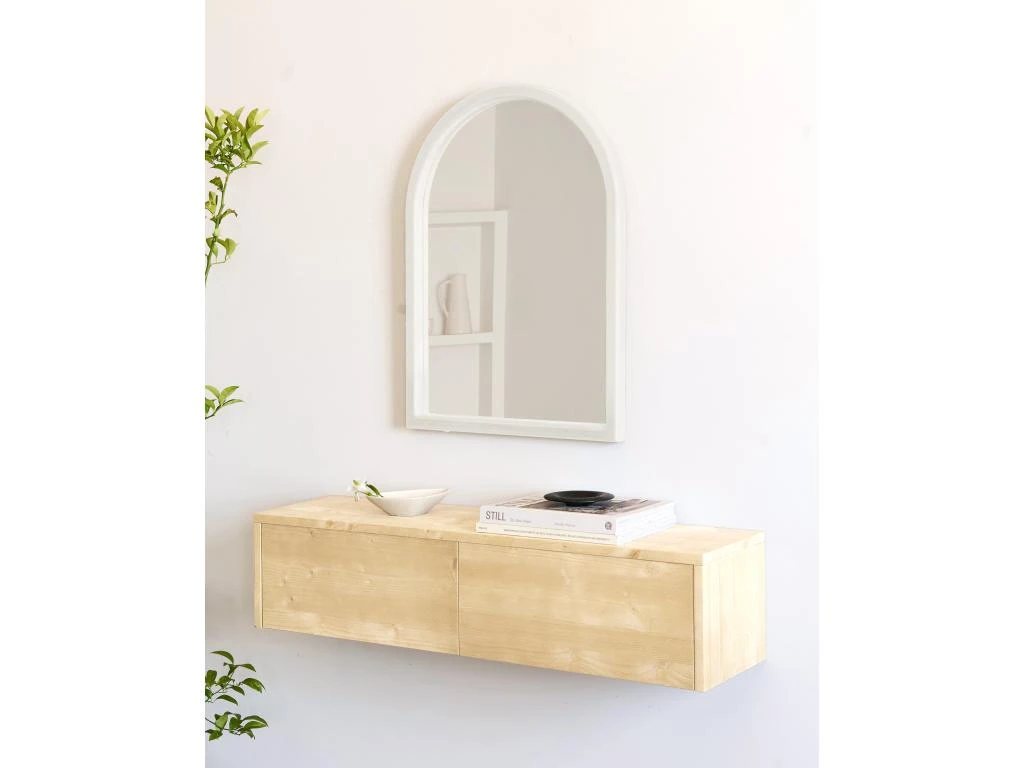 Console D’entrée Flottante En Bois En Couleur Beige 4 Console D’entrée Flottante En Bois En Couleur Beige – Image 2