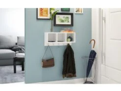 Etagère Murale D'Entrée 3 Niches 5 Porte-Manteaux Blanche 10 Etagère Murale D'Entrée 3 Niches 5 Porte-Manteaux Blanche -Electroménager Soldes accessoire de rangement 22969743