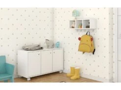 Etagère Murale D'Entrée 3 Niches 5 Porte-Manteaux Blanche 11 Etagère Murale D'Entrée 3 Niches 5 Porte-Manteaux Blanche -Electroménager Soldes accessoire de rangement 22969745