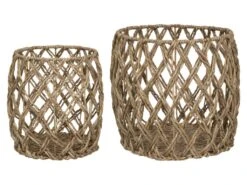 Set De 2 Paniers De Rangement En Métal Et Roseau