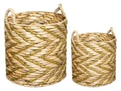 Lot De 2 Paniers De Rangement Tressé Fil Doré