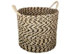 Set De 3 Paniers De Rangement Rond En Osier Noir Et Naturel -Electroménager Soldes accessoire de rangement 8925917