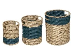 Set De 3 Paniers De Rangement En Jacinthe D'eau Tressée