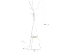 HOMCOM Porte-manteau Trépied Design Contemporain Branches étagère + 9 Patères Dim. 45L X 45l X 180H Cm Métal Gris Clair -Electroménager Soldes accessoire de rangement 9060311