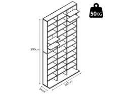 Étagère Rangement CD/DVD Meuble De Rangement Pour 1116 CDs 33 Compartiments Réglables En Hauteur 102 X 24 X 195 Cm Noir -Electroménager Soldes accessoire de rangement 9429093