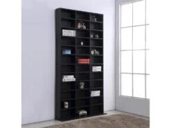 Étagère Rangement CD/DVD Meuble De Rangement Pour 1116 CDs 33 Compartiments Réglables En Hauteur 102 X 24 X 195 Cm Noir -Electroménager Soldes accessoire de rangement 9429095
