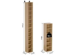 Lot De 2 étagères Colonnes Armoire De Rangement CD-DVD 6 + 6 Compartiments Dim. 21L X 19l X 88H Cm Capacité Max. 204 CD Coloris Hêtre -Electroménager Soldes accessoire de rangement 9429113