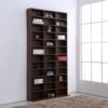 Étagère Rangement CD/DVD Meuble De Rangement Pour 1116 CDs 33 Compartiments Réglables En Hauteur 102 X 24 X 195 Cm Marron -Electroménager Soldes accessoire de rangement 9429129