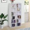 Lot De 2 étagères Colonnes Armoire De Rangement CD-DVD 6 + 6 Compartiments Dim. 21L X 19l X 88H Cm Capacité Max. 204 CD Blanc