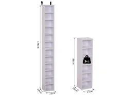 Lot De 2 étagères Colonnes Armoire De Rangement CD-DVD 6 + 6 Compartiments Dim. 21L X 19l X 88H Cm Capacité Max. 204 CD Blanc -Electroménager Soldes accessoire de rangement 9429143