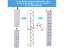 Lot De 2 étagères Colonnes Armoire De Rangement CD-DVD 6 + 6 Compartiments Dim. 21L X 19l X 88H Cm Capacité Max. 204 CD Blanc -Electroménager Soldes accessoire de rangement 9429145