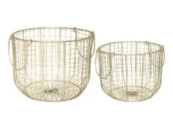 Set De 2 Paniers De Rangement En Métal Filaire Doré