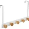 Patère De Porte En Métal Blanc 5 Têtes En Bambou L 33 Cm -Electroménager Soldes accessoire de rangement 9599951